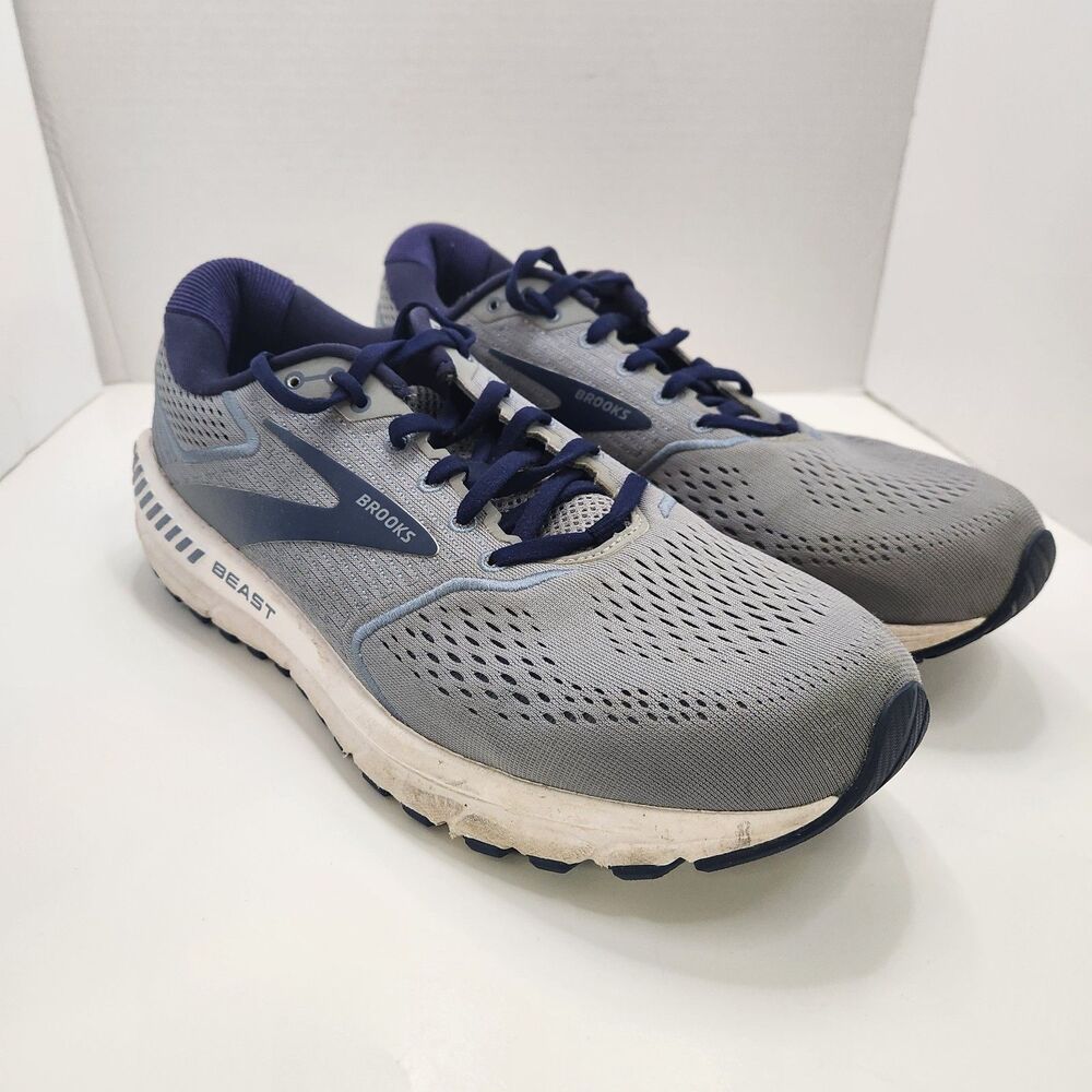 Brooks Beast 20 Running Shoes Men 11 Gray Blue Sneakers 1103271D491 Gym Training